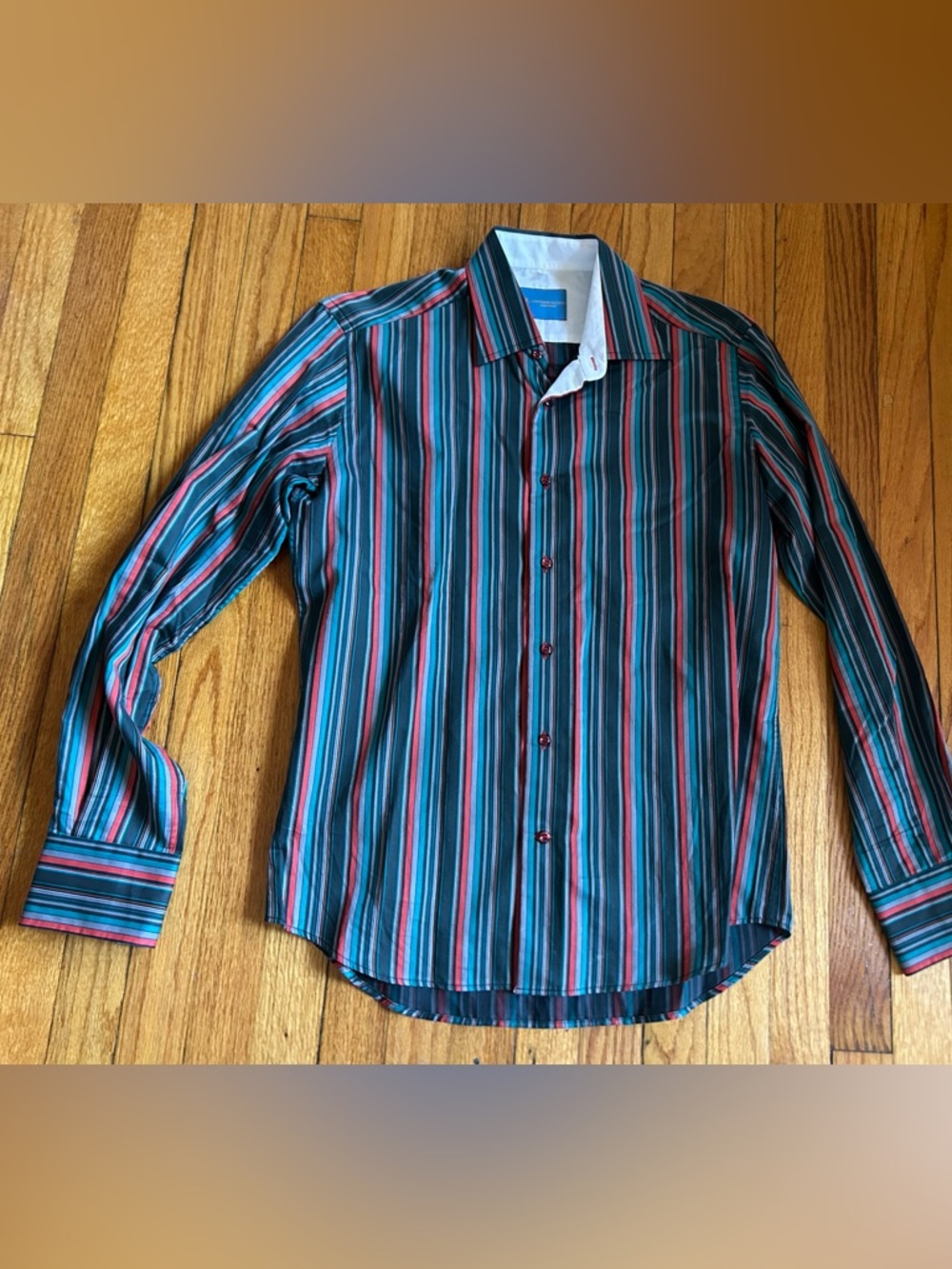 Leonardo Valenti 100% Cotton Retro 90s Striped Made In Italy Size M